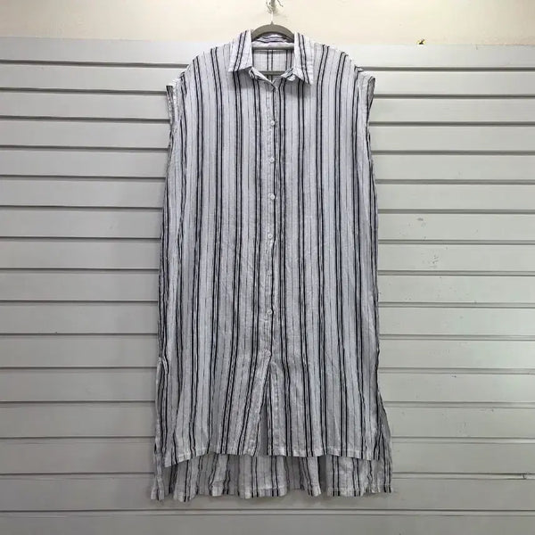 [BUNJANG] Stripe Pleated Cotton Long Dress Size 77 / 스트라이프  주름포인트  면 롱원피스 77/보물찾기천사