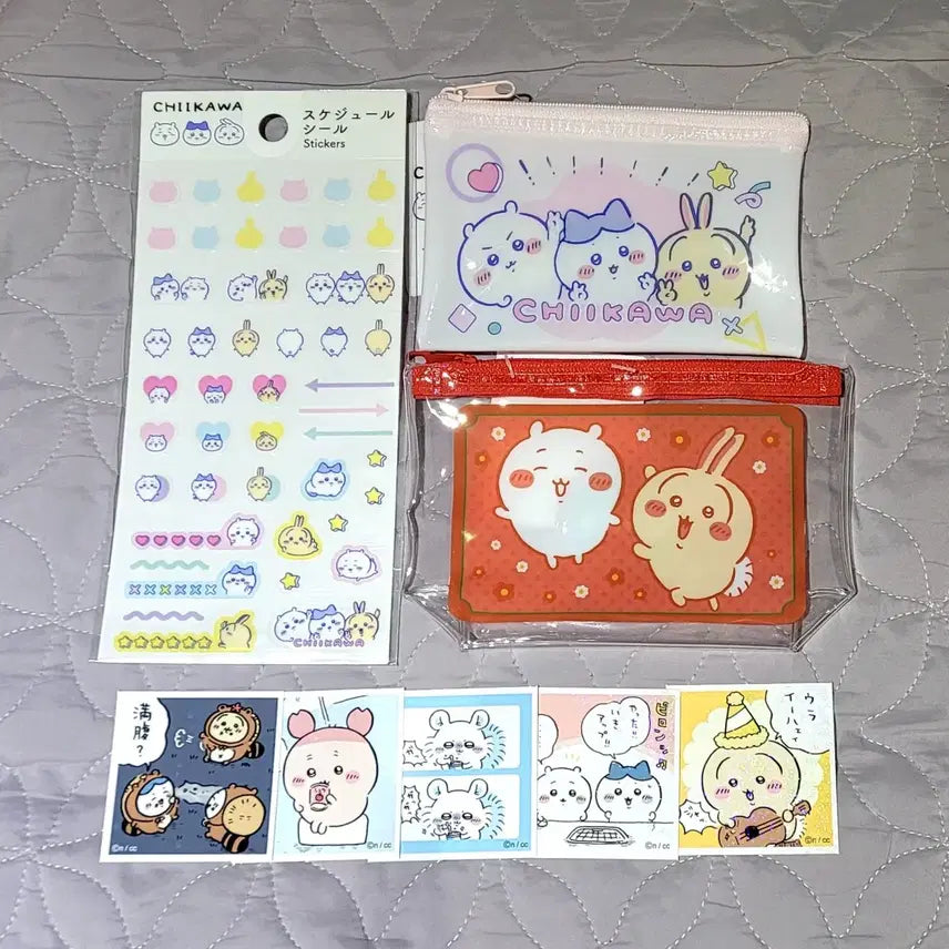 [BUNJANG] Monzjakwi Chiikawa Hachiware Usagi Clear Pouch Sticker Set / 먼작귀 치이카와 하치와레 우사기 씰 스티커 투명 파우치 일본 캐릭터 굿즈