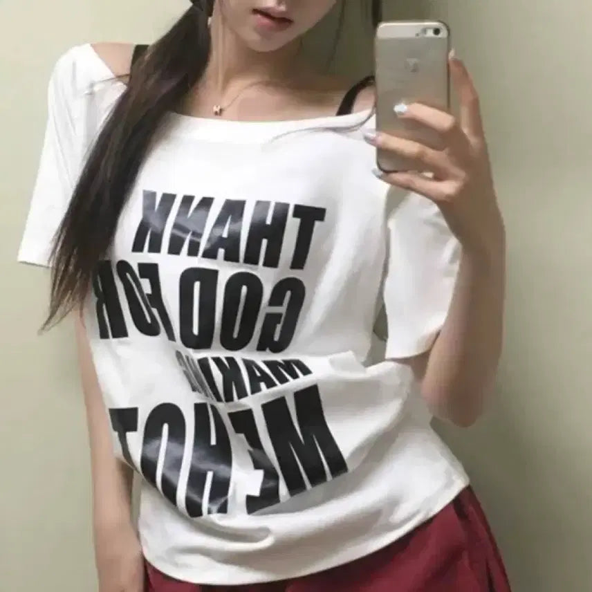[BUNJANG] Lettering Short Sleeve T-Shirt / 레터링 원오프 반팔 티셔츠