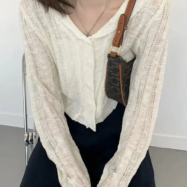 [BUNJANG] Sailor Collar Knit Cardigan / 에이블리 세일러 카라 니트 가디건