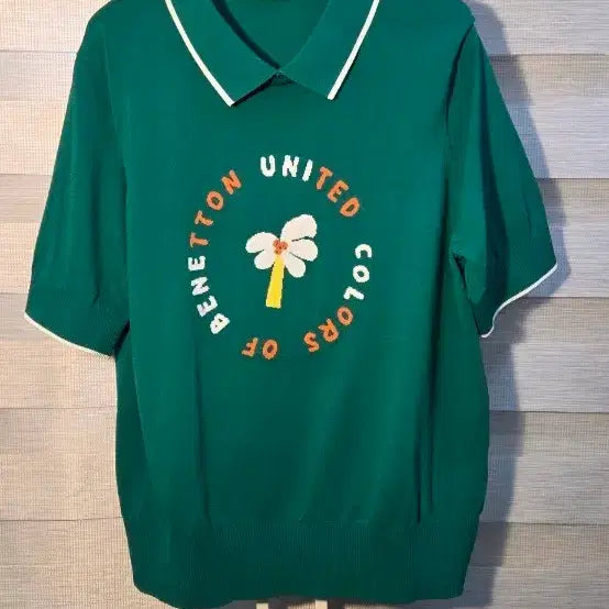 [BUNJANG] Benetton Short Sleeve Knit Green / 베네통 반팔 니트 그린