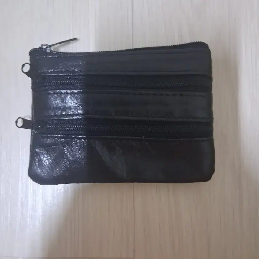 [BUNJANG] Black Leather Zipper Coin Wallet / 검정색 가죽 지퍼 동전지갑