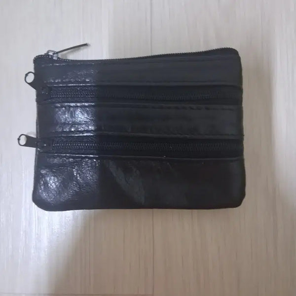 [BUNJANG] Black Leather Zipper Coin Wallet / 검정색 가죽 지퍼 동전지갑