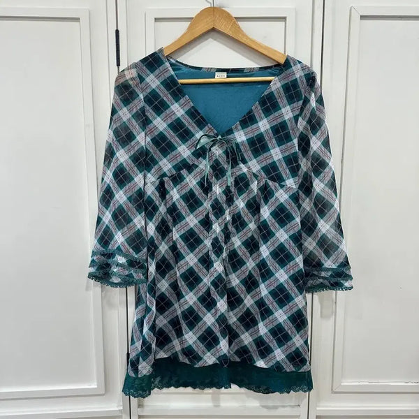 [BUNJANG] Axes Femme Vintage Mint Check Argyle Dress / axes femme 엑시즈팜 빈티지 민트체크 아가일원피스