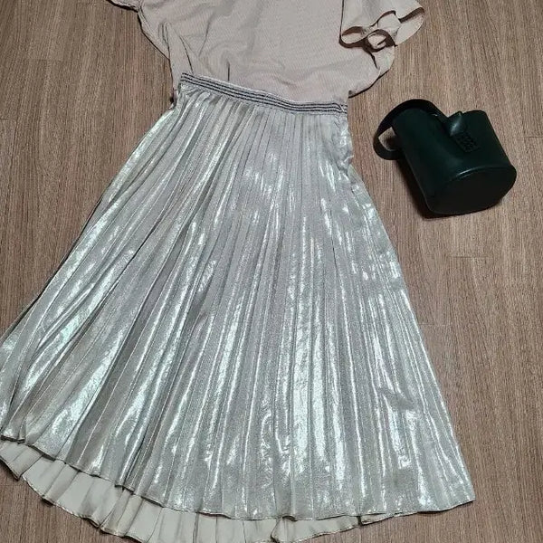 [BUNJANG] Hansem FOURM THE STORE Pleated Long Skirt Beige / 한섬 폼더스토어 브랜드  플리츠 롱스커트