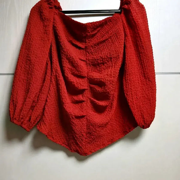 [BUNJANG] Lip-hop Shirring Square Neck Puff Blouse / 갸루 셔링스퀘어넥 퍼프 블라우스