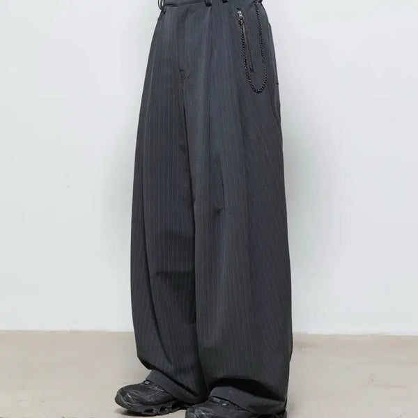[BUNJANG] Begin 202 Rock Link Wide Pants Charcoal Stripe (Size 3) / 비긴202 록 링크 와이드 팬츠 차콜 스트라이프 3size