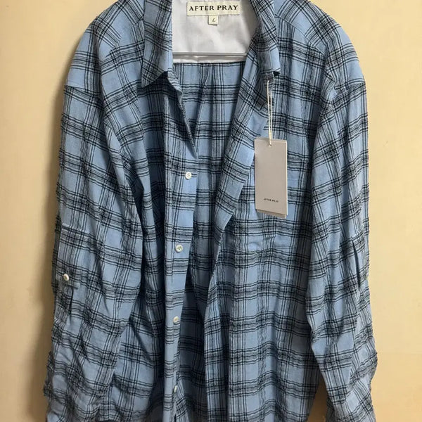 [BUNJANG] After Pray Over Check Bright Shirt Blue L / 애프터프레이 오버 체크 브라이트 셔츠 블루 L