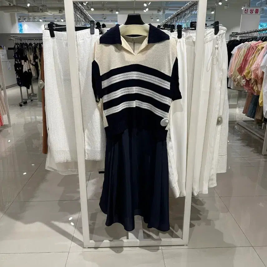 [BUNJANG] SJSJ Striped Two-Way Knit Dress Set / SJSJ 반팔 니트 투웨이 원피스 세트