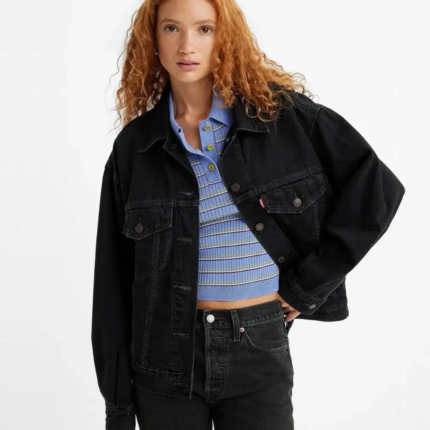 [BUNJANG] Levi's Women's Black Denim Jacket / levies 리바이스 우먼 흑청 자켓 데님자켓