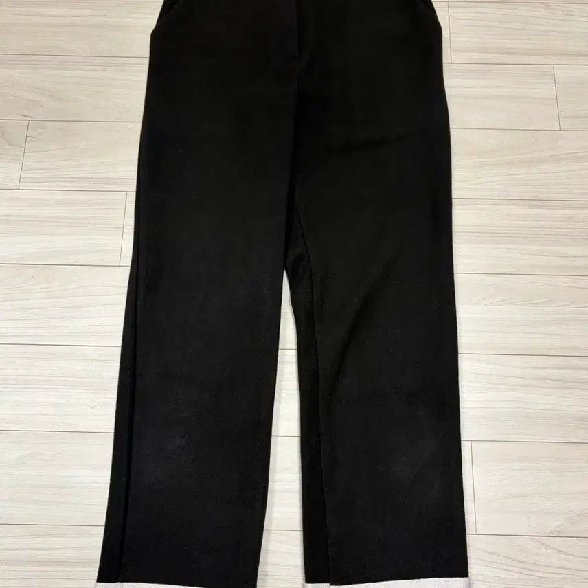 [BUNJANG] Black Line Fleece Lined Slacks / 블랙 라인 기모바지s