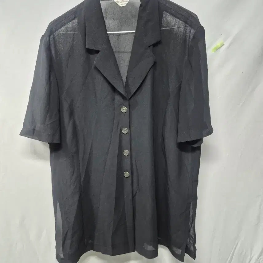 [BUNJANG] Black See-through Short-Sleeve Thin Shirt / 검정 시스루 반팔 얇은 셔츠 99