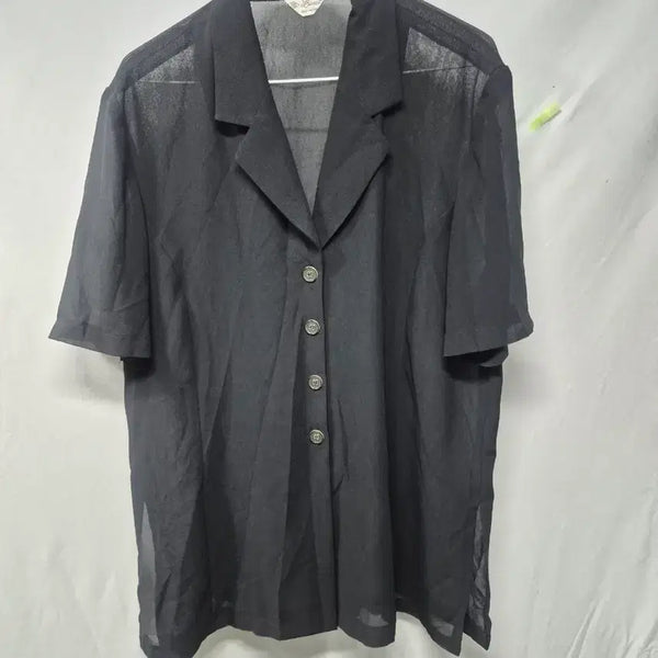 [BUNJANG] Black See-through Short-Sleeve Thin Shirt / 검정 시스루 반팔 얇은 셔츠 99