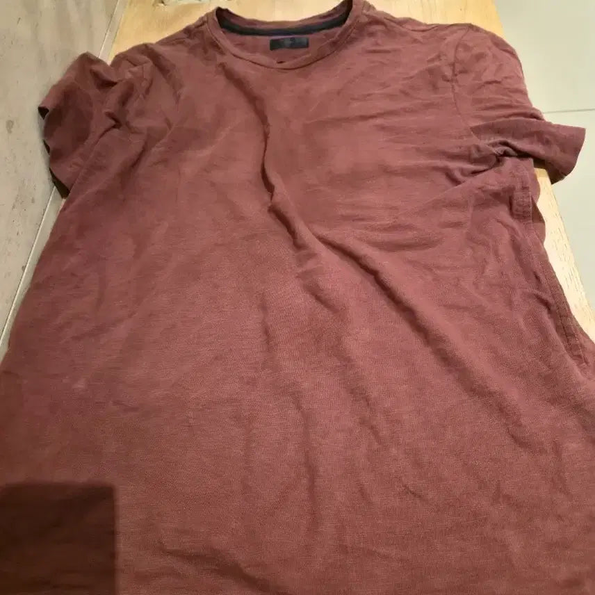 [BUNJANG] Time Half-Sleeve T-Shirt Burgundy / 타임  티셔츠 버건디