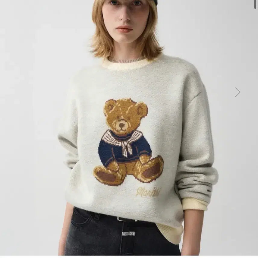 [BUNJANG] Marithe Francois Girbaud Bear Sweater Ivory M / 마리떼 프랑소와 저버 베어 스웨터 아이보리M