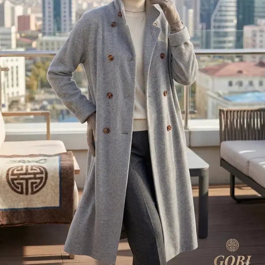 [BUNJANG] GOBI Cashmere Herringbone Double-Button Coat / GOBI 고비 캐시미어 코트
