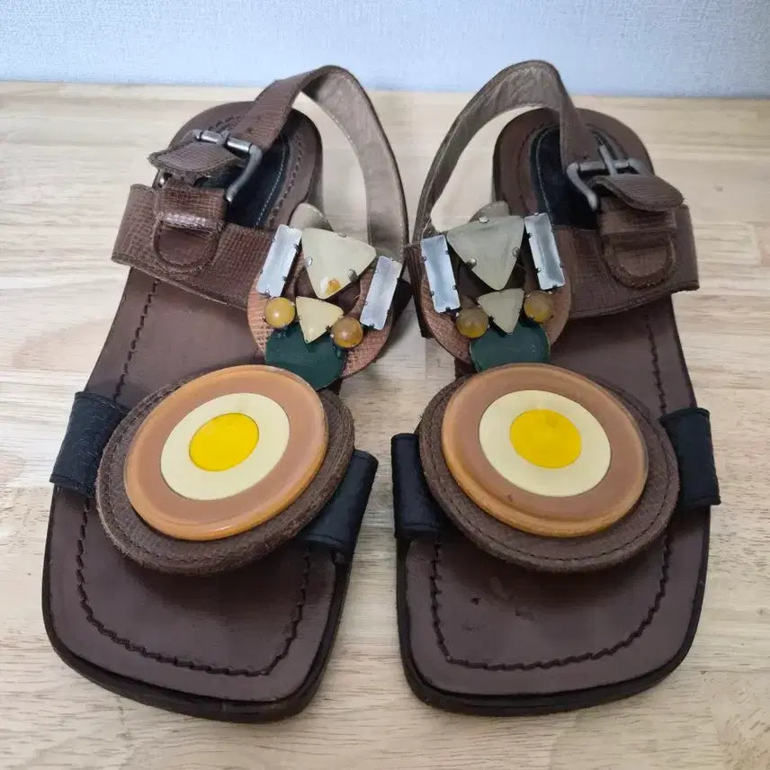 [BUNJANG] Marni Leather Embellished Sandals (Size 37/240) / 마르니 240 37 가죽 엠벨리시드 샌들 슈즈-820