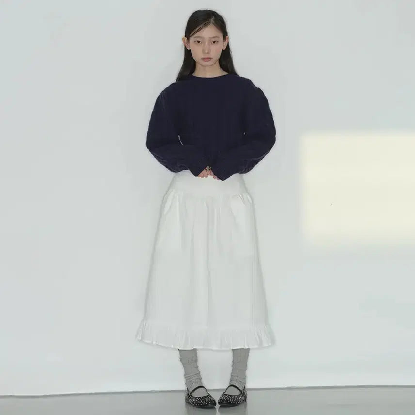 [BUNJANG] Homebodythings YING HWA Frill Long Skirt White / 홈바디띵즈 잉화 프릴 롱 스커트 화이트 애즈온 시눈 더바넷 노컨텐츠