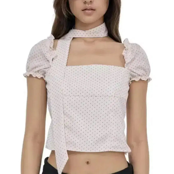 [BUNJANG] Gliese x Fretta Afternoon Tea Scarf Blouse Set / 클리시어 X 프리따 애프터눈티 스카프 탑 블라우스 세트