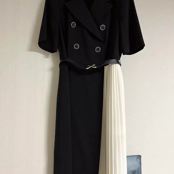 [BUNJANG] Kenneth Lady Half Color Block Pleated Dress Size 55 / 새상품 케네스레이디 하프배색 플리츠 원피스 55
