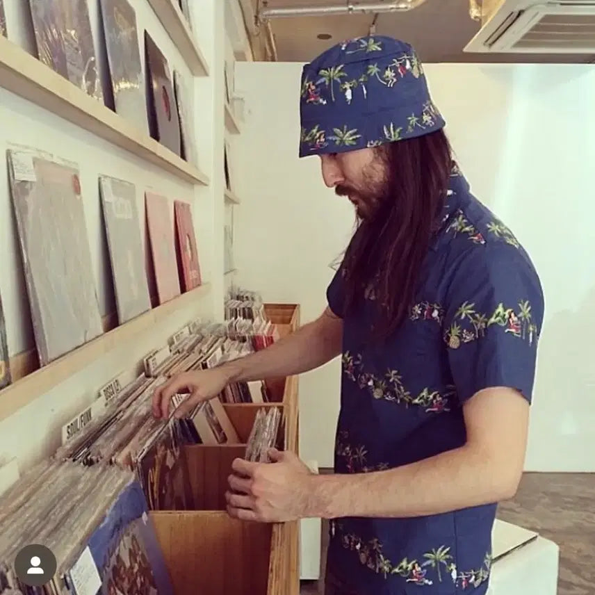 [BUNJANG] Heritage Floss Hawaiian Pattern Bucket Hat Navy M/L / 헤리티지플로스 버킷햇
