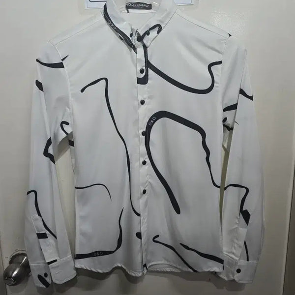 [BUNJANG] Dolce & Gabbana White Black Pattern Shirt / 돌체앤가바나 화이트 블랙 패턴 셔츠