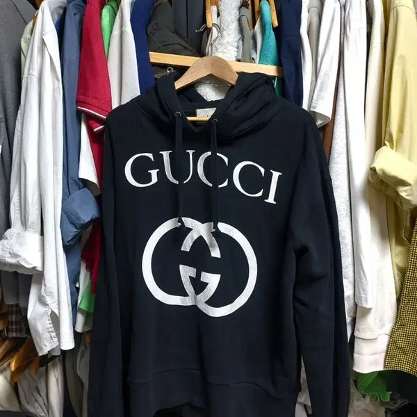 [BUNJANG] Gucci Interlocking Big GG Logo Hoodie Black M / 구찌 인터로킹 빅GG로고 후드티 검정색 M 오케이몰 정품