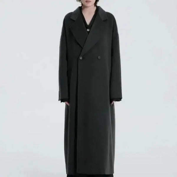 [BUNJANG] Triming Bird Wide Long Coat Dark Grey / 트리밍버드 와이드 롱 코트 다크 그레이