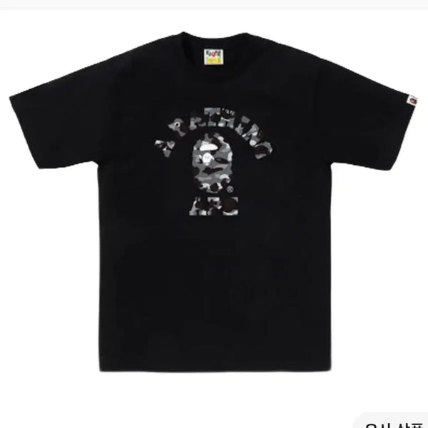 [BUNJANG] Bape Camo College Logo T-Shirt / 새상품)Bape 베이프 카모 컬리지 티셔츠 블랙 그레이