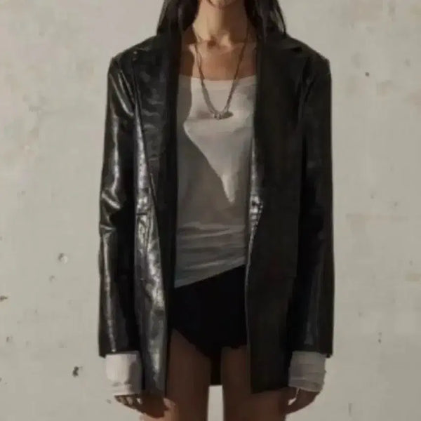 [BUNJANG] Bohemian Seoul Oversized Leather Blazer Jacket / 보헤미안서울 오버사이즈 레더 블레이저 자켓