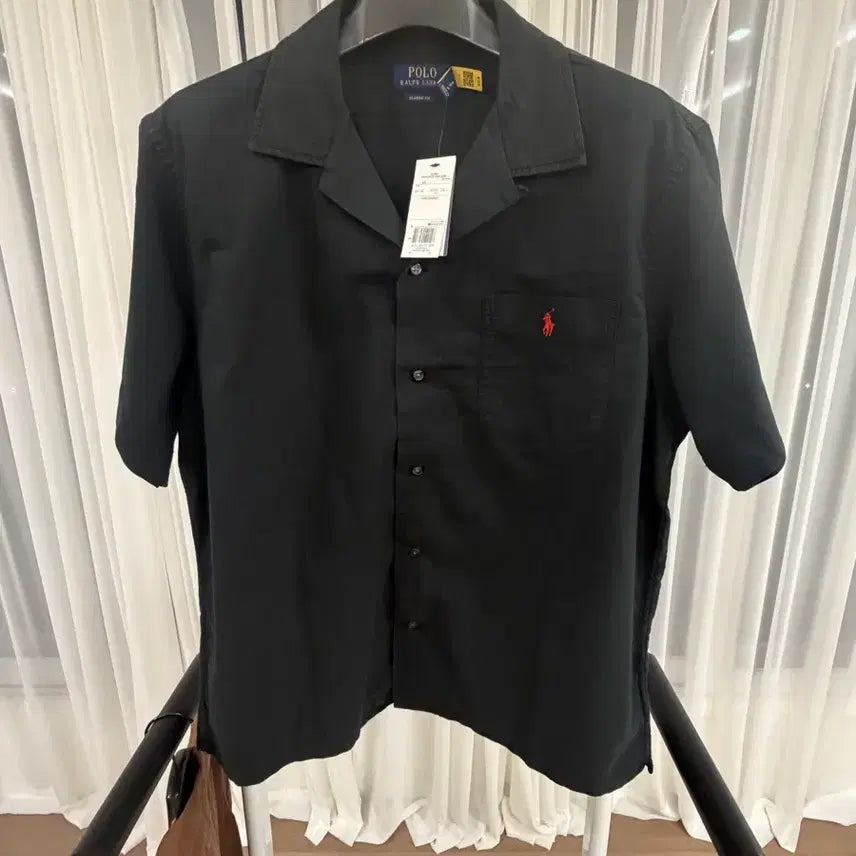 [BUNJANG] Polo Ralph Lauren Black Open Collar Short Sleeve Shirt XL (105 Size) / 폴로 랄프로렌 블랙 오픈카라 반팔 셔츠 XL(105사이즈)새상품 팝니다
