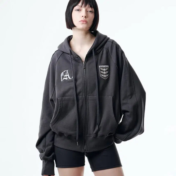[BUNJANG] 2000Archives NOX Graphic Hoodie Charcoal / 2000아카이브스 NOX GRAPHIC HOODIE 후드집업 차콜