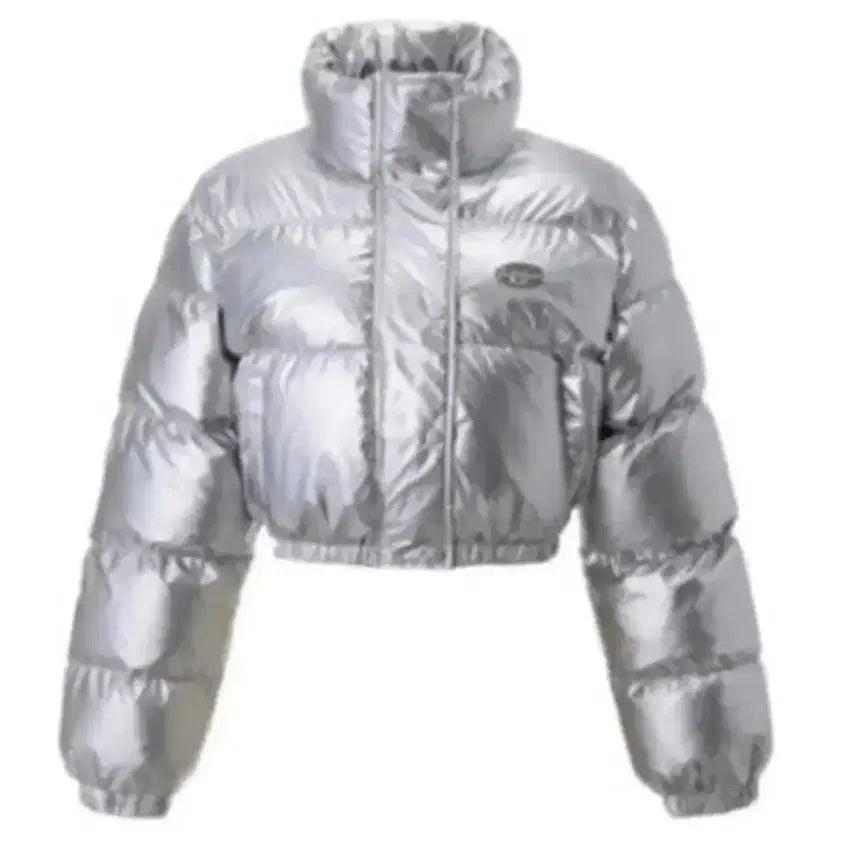 [BUNJANG] Khaki Point Metal Symbol Padded Jacket Silver / 카키포인트 메탈 심볼 패딩 실버
