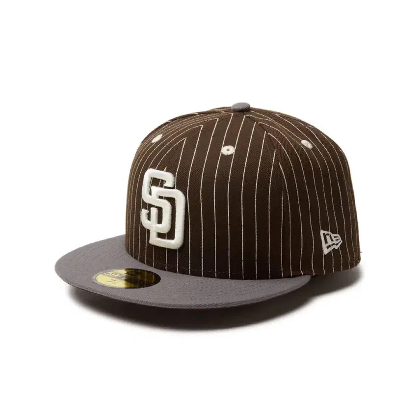 [BUNJANG] New Era San Diego Pinstripe 59FIFTY Cap Hat / 뉴에라 샌디에이고 브라운 59FIFTY Pinstripe 캡 모자 7 5/8