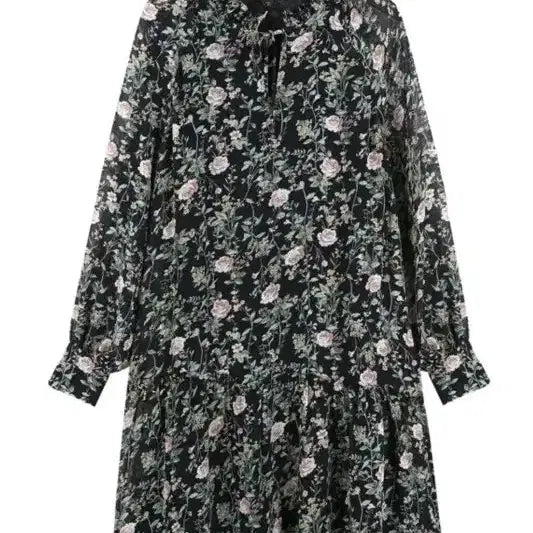 [BUNJANG] Thursday Island Smocking Detail Flower Chiffon Dress Size S / 써스데이아일랜드 넥스모킹 장식 플라워 쉬폰 원피스 S사이즈