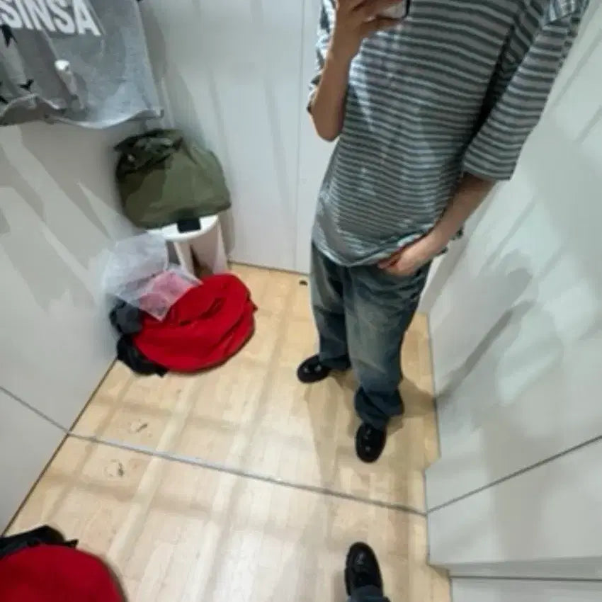 [BUNJANG] Dickies Fine Stripe Pocket T-Shirt - Size L / 디키즈 파인 스트라이프 포켓 티셔츠 L