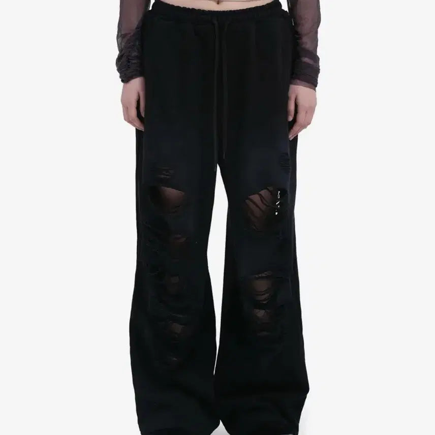 [BUNJANG] DEFFMENTS Distressed Damage Sweat Training Pants L / 데프가먼츠 디스트로이드 데미지 스웻 트레이닝 바지 팬츠 L