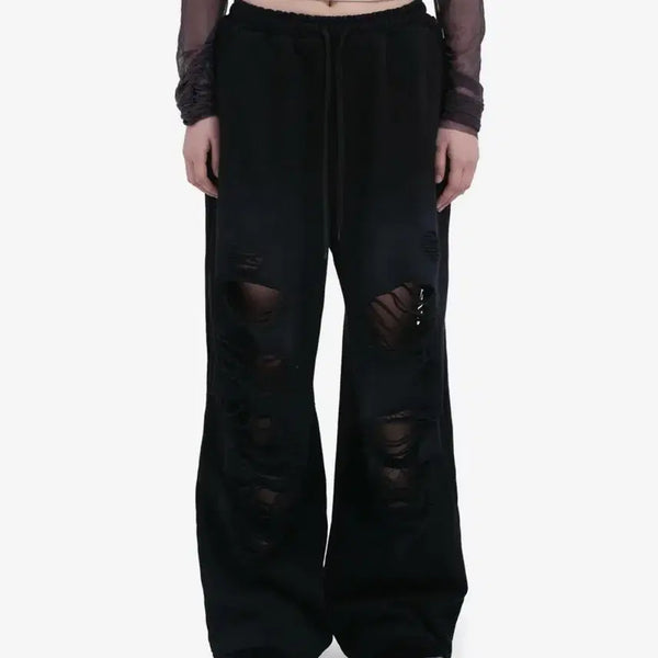 [BUNJANG] DEFFMENTS Distressed Damage Sweat Training Pants L / 데프가먼츠 디스트로이드 데미지 스웻 트레이닝 바지 팬츠 L