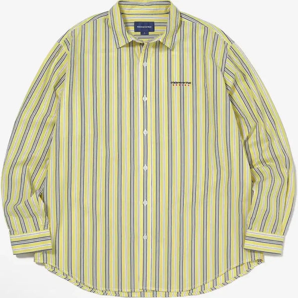 [BUNJANG] thisisneverthat Logo Stripe Shirt Yellow XL / 디스이즈네버댓 로고 스트라이프 옐로우 셔츠 XL