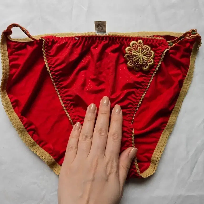 [BUNJANG] Red Floral Lingerie Panties (Used) / 빨간색 꽃 장식 란제리 팬티 (중고)