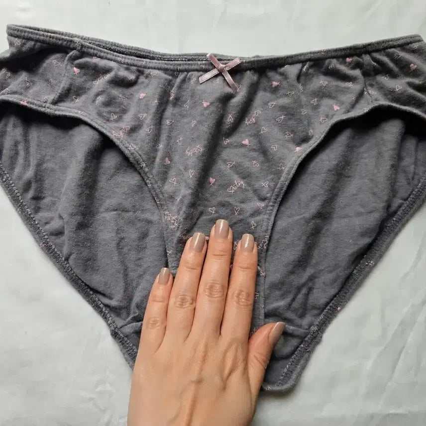 [BUNJANG] Women's Heart Pattern Underwear Set - Grey (Used) / 여성 속옷 회색 하트 패턴 3종 (중고)