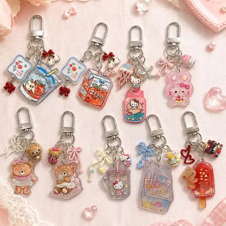 [BUNJANG] Mother-of-Pearl Acrylic Pendant Ddakku Mini Keyring / 자개 아크릴 팬던트 다꾸 미니 키링 (개당가격)