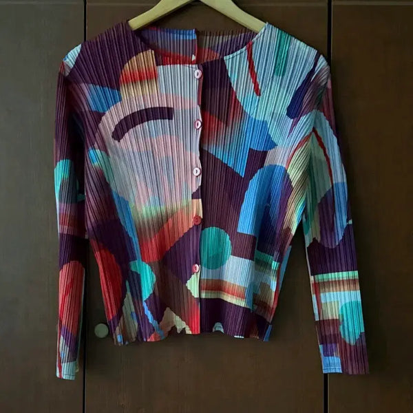 [BUNJANG] Pleated Multicolor Cardigan / 플리츠 멀티컬러 가디건