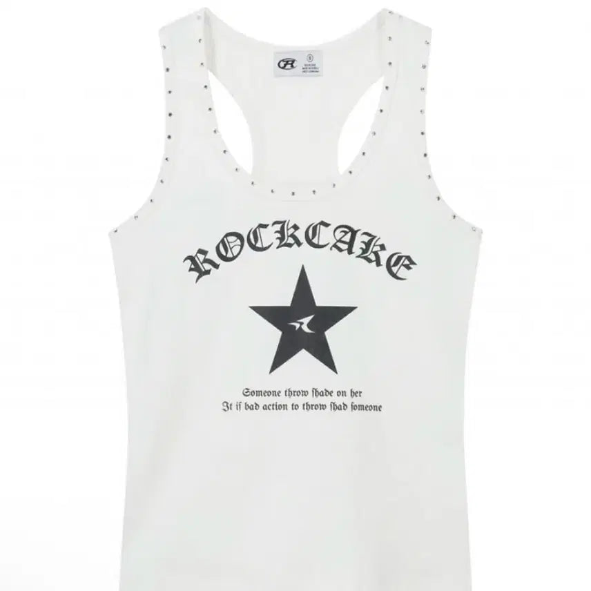 [BUNJANG] Rock Cake Crystal Hotfix Sleeveless Top White S / 락케이크 크리스탈 핫픽스 슬리브리스 나시 민소매 화이트 S