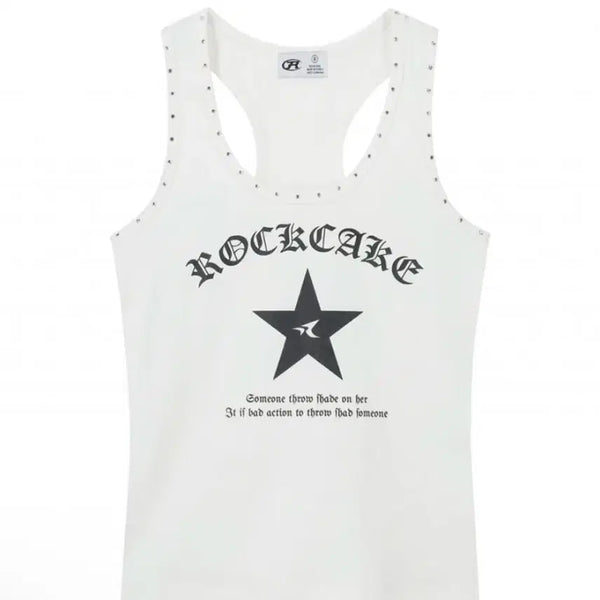 [BUNJANG] Rock Cake Crystal Hotfix Sleeveless Top White S / 락케이크 크리스탈 핫픽스 슬리브리스 나시 민소매 화이트 S