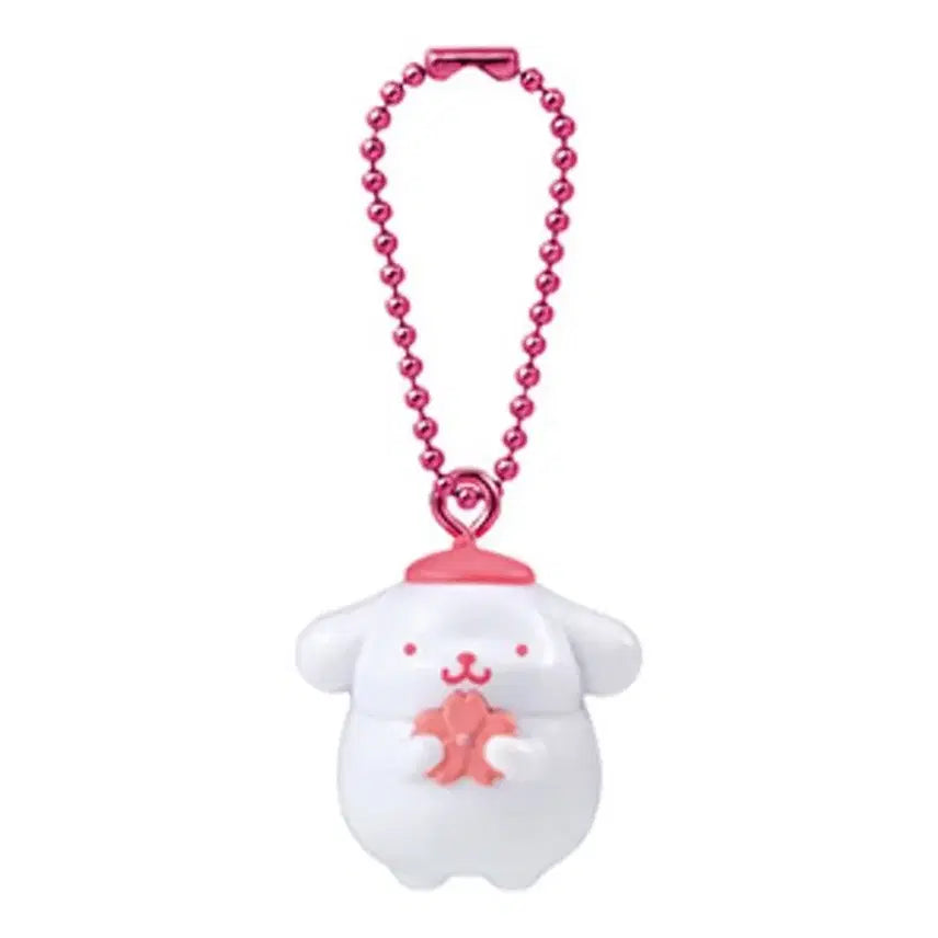 [BUNJANG] Sanrio Pompompurin Cherry Blossom Mascot Keychain / 산리오 원톤 벚꽃 폼폼푸린 마스코트 키링 가챠