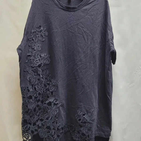 [BUNJANG] Lace Detail Black T-Shirt / 레이스 디테일 블랙 티셔츠