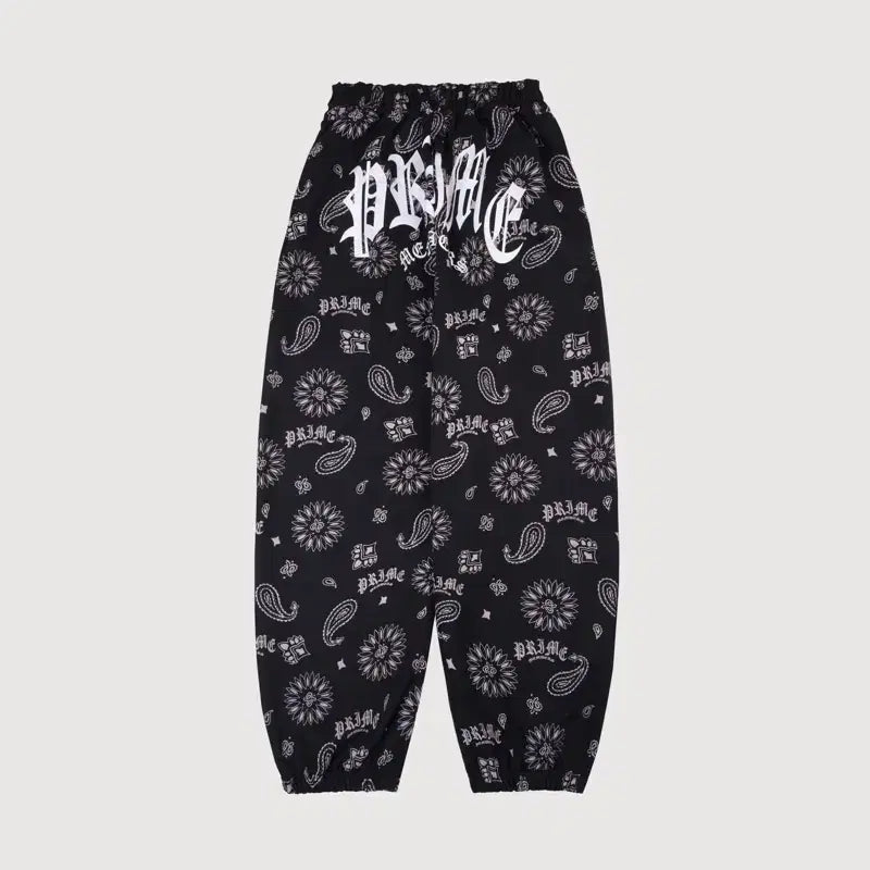 [BUNJANG] PRIME MEMBERS Paisley Wide Sweatpants Black / 프라임멤버스 페이즐리 와이드 스웻 팬츠 바지 블랙