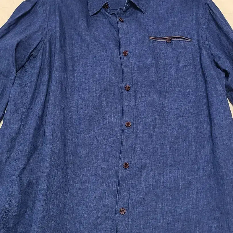 [BUNJANG] The North Face Navy Linen Men's Shirt / 노스페이스 네이비 린넨 남성 셔츠