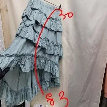 [BUNJANG] Frill Skirt Sky Blue / 프릴 스커트 하늘색
